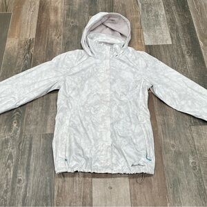 Eddie Bauer white & gray women hooded windbreaker jacket size small.